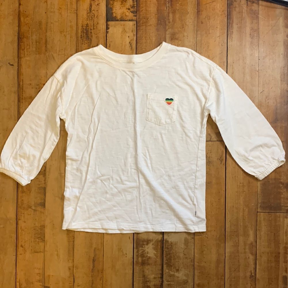 Gap long sleeve shirt Size Large White rainbow heart girls cotton white tee